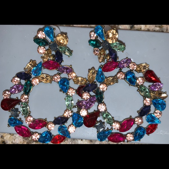 Hoop earrings / multi color earrings - Picture 2 of 3